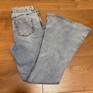 Indigo Rein Bell Bottom Flare Light Blue Denim Jeans Y2K Altered Hem 29